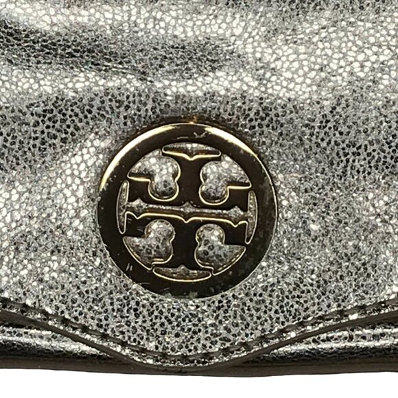 TORY BURCH - Distressed Metallic Gold Leather Mini Chain Clutch/ Crossbody Purse - Picture 5 of 16